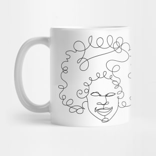 Curly hair girl outline Mug